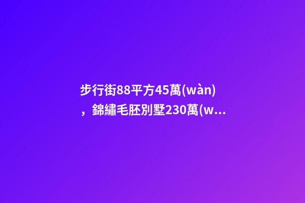 步行街88平方45萬(wàn)，錦繡毛胚別墅230萬(wàn)，城南自建房273平帶院165萬(wàn)